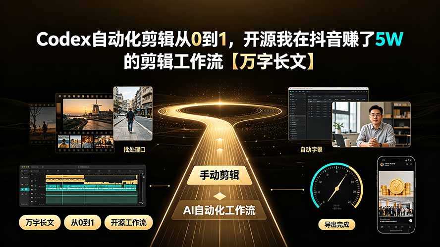 （19504期）Codex自动化剪辑从0到1，开源我在抖音赚了5W 的剪辑工作流【万字长文】
