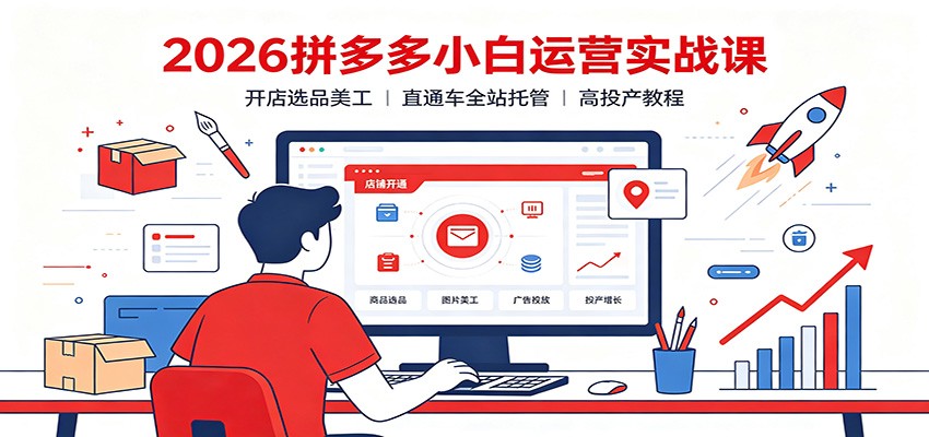2026拼多多小白运营实战课：开店选品美工，直通车全站托管高投产教程