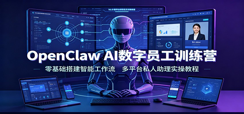 OpenClaw AI数字员工训练营：零基础搭建智能工作流，多平台私人助理实操教程