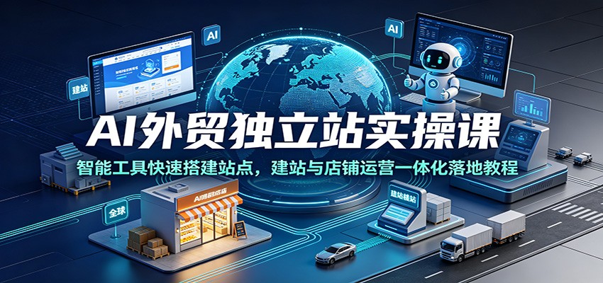 AI外贸独立站实操课：智能工具快速搭建站点，建站与店铺运营一体化落地教程