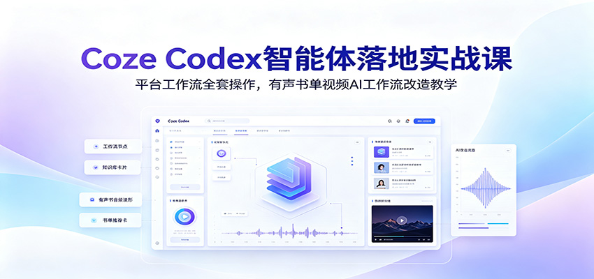 Coze Codex智能体落地实战课：平台工作流全套操作，有声书单视频AI工作流改造教学