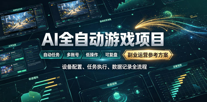（19365期）AI全自动游戏躺賺副业：日入几百，稳定运行三年的项目！