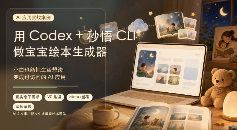 （19415期）AI应用实战案例，用Codex+秒悟CLl做宝宝绘本生成器，小白也能把生活想法变成可访问的AI应用
