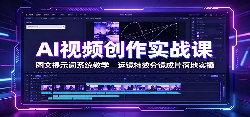 AI视频创作实战课：图文提示词系统教学，运镜特效分镜成片落地实操
