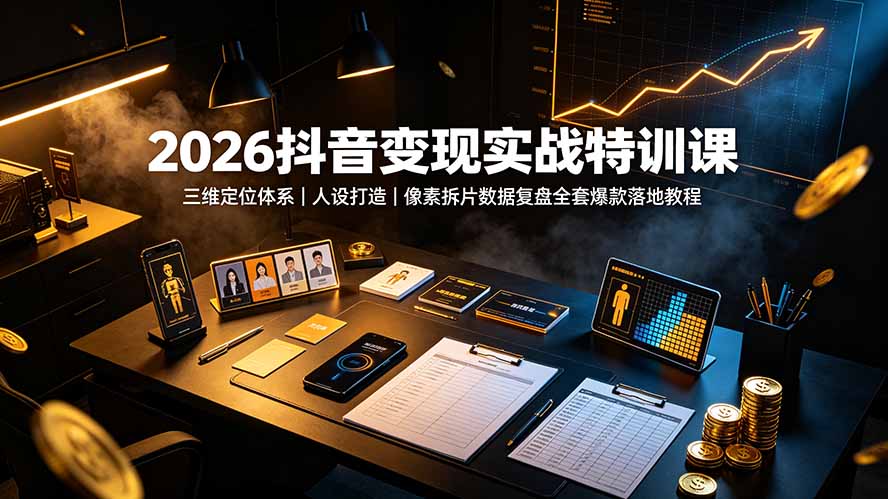 （19419期）2026抖音变现实战特训课：三维定位体系｜人设打造｜像素拆片数据复盘全套爆款落地教程