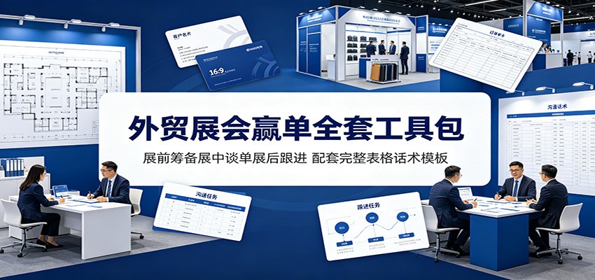 外贸展会赢单全套工具包：展前筹备展中谈单展后跟进，配套完整表格话术模板