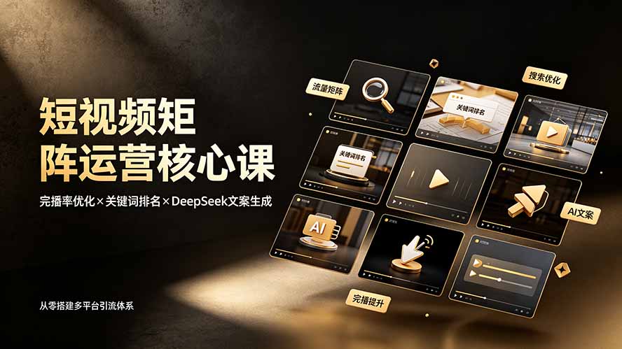 （19259期）短视频矩阵运营核心课：完播率优化×关键词排名×DeepSeek文案生成，从零搭建多平台引流体系