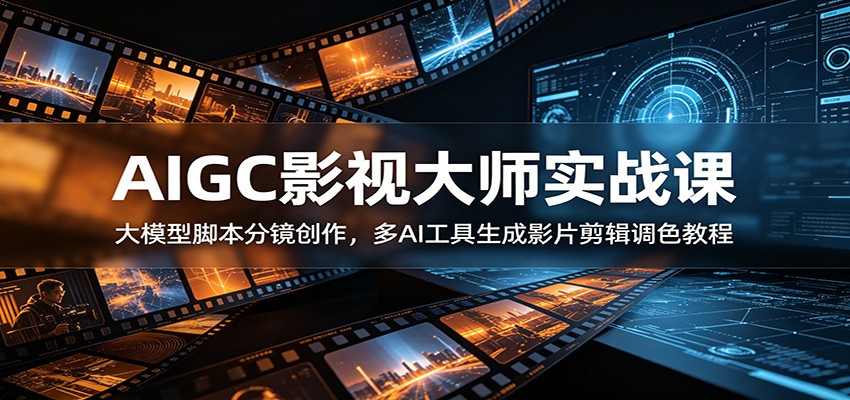 AIGC影视大师实战课：大模型脚本分镜创作，多AI工具生成影片剪辑调色教程
