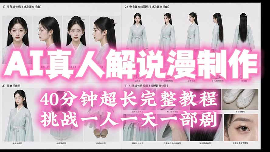 （19508期）2026AI真人解说漫剧制作40分钟超长完整教程：自动批量化制作，挑战一人一天一部剧！