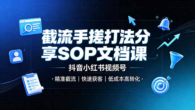 （19202期）截流手搓打法分享SOP文档课，抖音小红书视频号丨精准截流，快速获客，低成本高转化