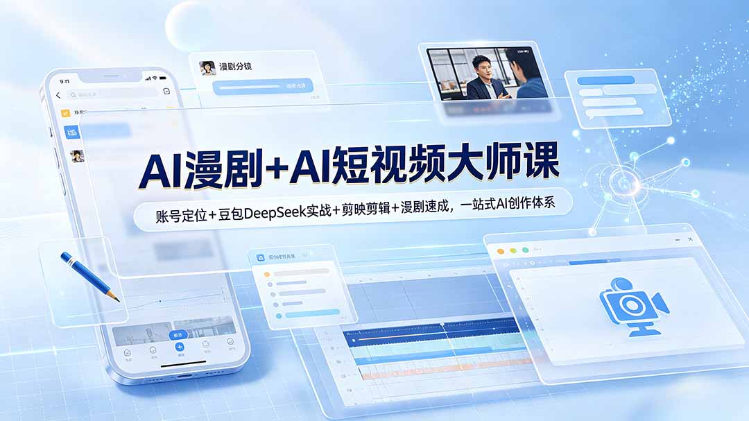 （19147期）AI漫剧+AI短视频大师课：账号定位+豆包DeepSeek实战+剪映剪辑+漫剧速成，一站式AI创作体系