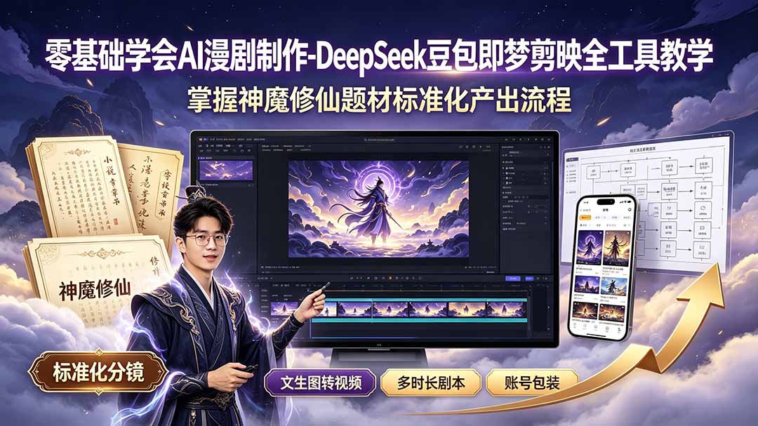 （19263期）零基础学会AI漫剧制作-DeepSeek豆包即梦剪映全工具教学，掌握神魔修仙题材标准化产出流程