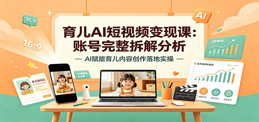 育儿AI短视频变现课：账号完整拆解分析，AI赋能育儿内容创作落地实操
