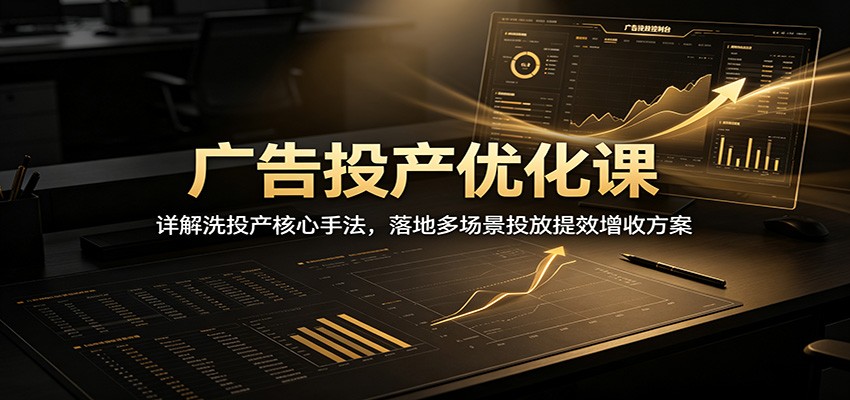 广告投产优化课:详解洗投产核心手法,落地多场景投放提效增收方案