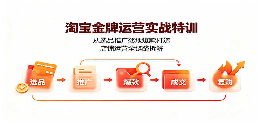 淘宝金牌运营实战特训:从选品推广落地爆款打造,店铺运营全链路拆解