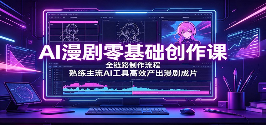 AI漫剧零基础创作课:全链路制作流程,熟练主流AI工具高效产出漫剧成片