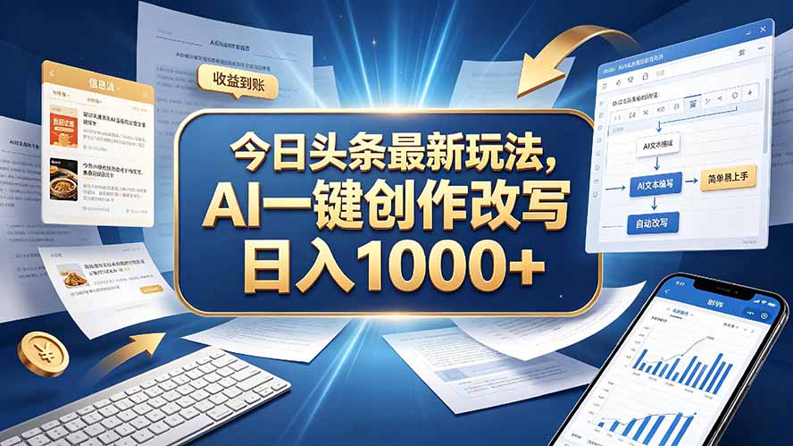 (20566期)今日头条最新玩法,AI 一键创作改写,简单易上手,轻松日入 1000 +