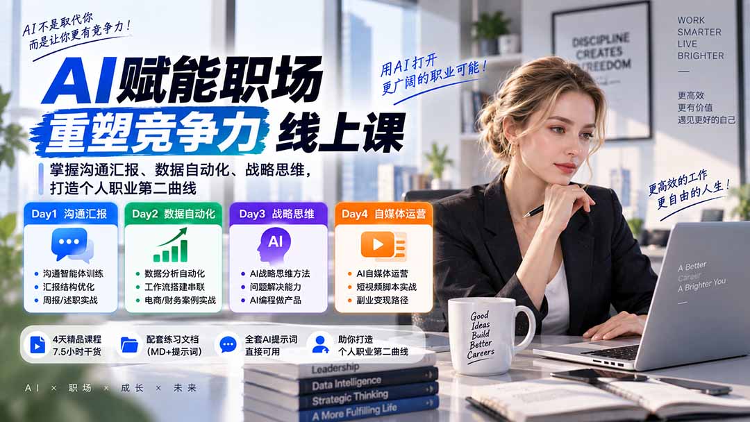 （20531期）AI职场提效与第二曲线实战课-无水印：学习沟通汇报、数据工作流和战略思维，掌握AI编程做产品及自媒体运营方法