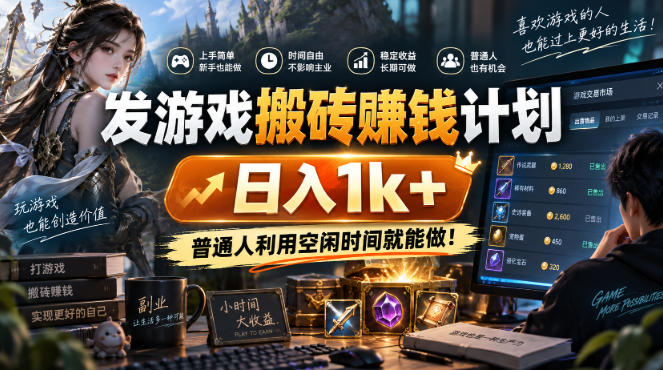 (20498期)游戏搬砖賺钱计划 ,日入千元,可批量矩阵操作适合新手小白!