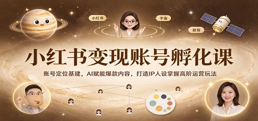 小红书变现账号孵化课:账号定位基建,AI赋能爆款内容,打造IP人设掌握高阶运营玩法