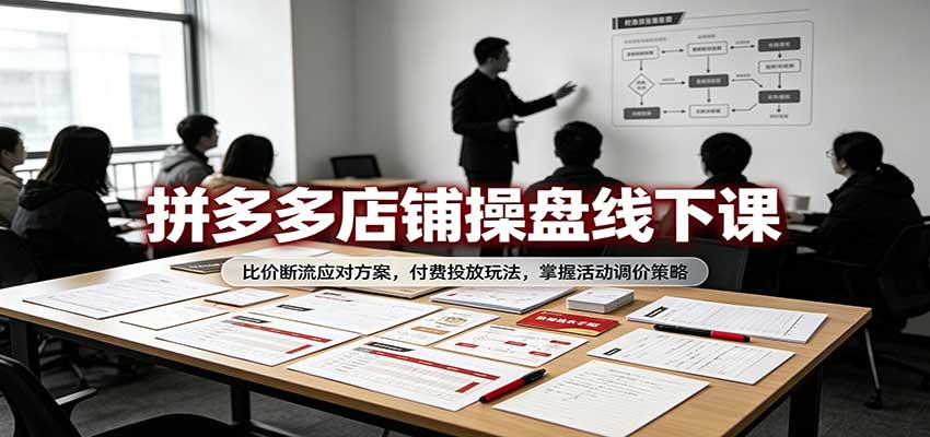 拼多多店铺操盘线下课:比价断流应对方案,付费投放玩法,掌握活动调价策略