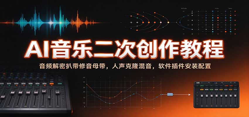 AI音乐二次创作教程:音频解密扒带修音母带,人声克隆混音,软件插件安装配置
