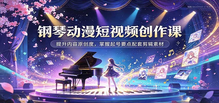 钢琴动漫短视频创作课:提升内容原创度,掌握起号要点配套剪辑素材