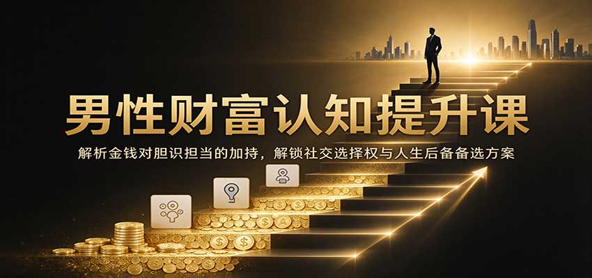 男性财富认知提升课:解析金钱对胆识担当的加持,解锁社交选择权与人生后备备选方案