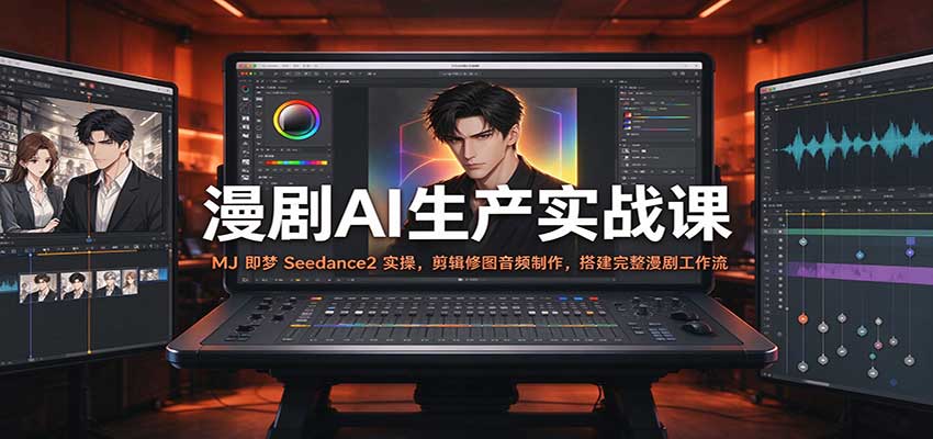 漫剧AI生产实战课:MJ 即梦 Seedance2 实操,剪辑修图音频制作,搭建完整漫剧工作流
