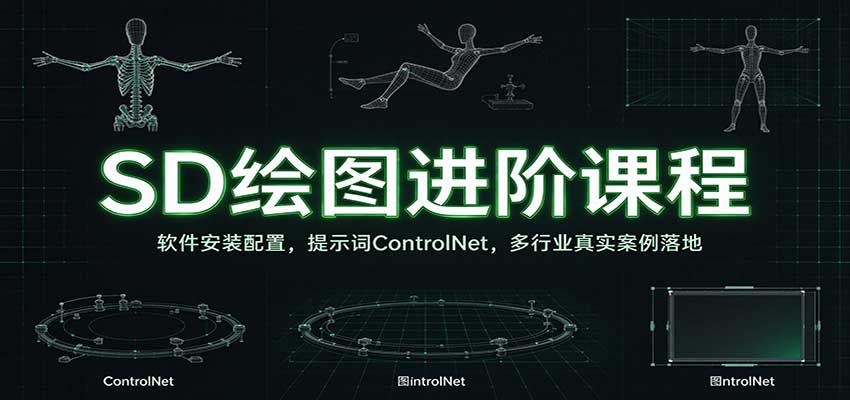 SD绘图进阶课程:软件安装配置,提示词ControlNet,多行业真实案例落地